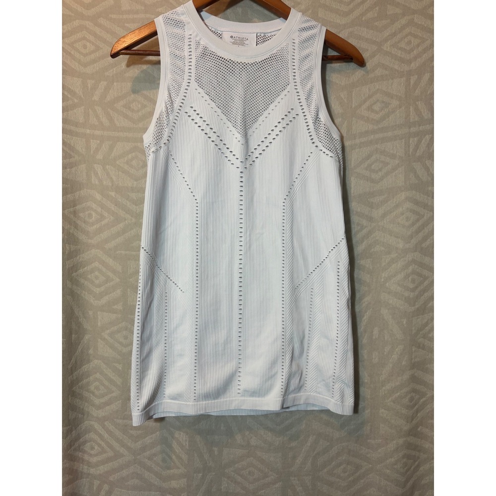 Athleta White Seamless Tank Top‎ Athletic Workout Sleeveless Layering - Picture 4 of 6